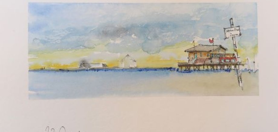 Aquarell – Strandszene. (Foto: Gemeinde Wachtberg/mm)
