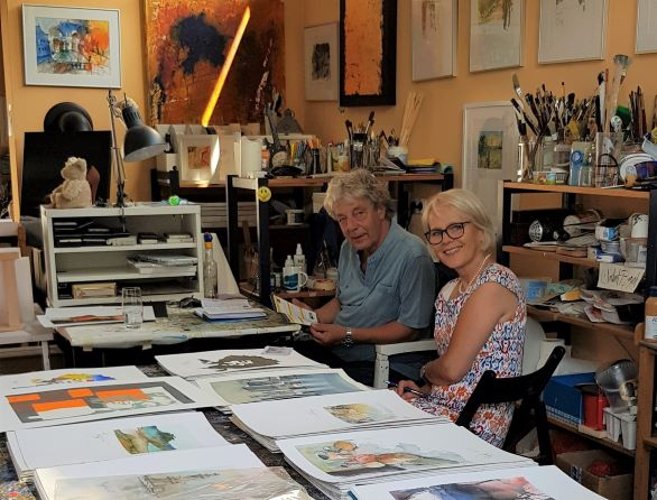 Im Atelier bei Norbert Bogusch. (Foto: Gemeinde Wachtberg/mf)