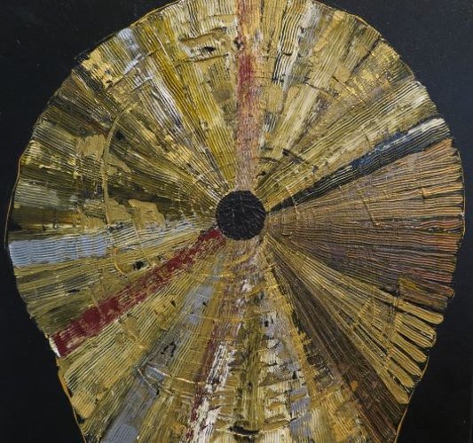 „Perfekt unperfekt“ – Acryl auf Leinwand mit Blattgold von Corinna Relles. (Foto: Gemeinde Wachtberg/mm)