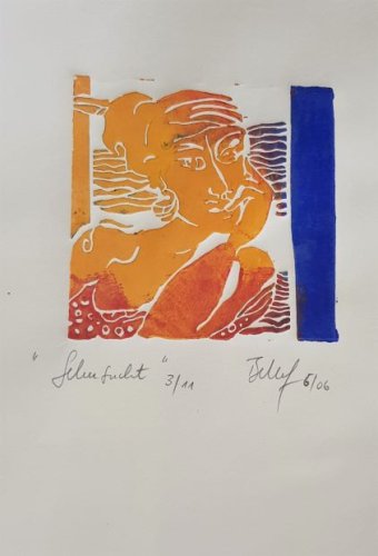 Meffert-Schmengler: Linoldruck „Sehnsucht“ von Beate Meffert-Schmengler. (Foto: Gemeinde Wachtberg/mf)