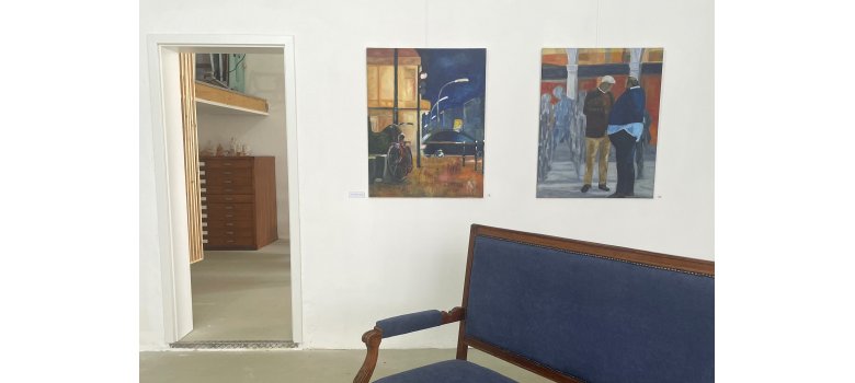 Zwei Bilder von Marion Reimann-Bender – (v.l.) „Bonn, Jagdweg“ u. „Begegnung“