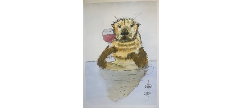 Bordeaux trinkender Otter von Ursula Kowalski Bordeaux trinkender Otter von Ursula Kowalski